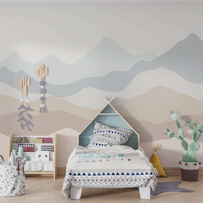 Tapet barnerom | Myke pastellfjell for en beroligende stemning