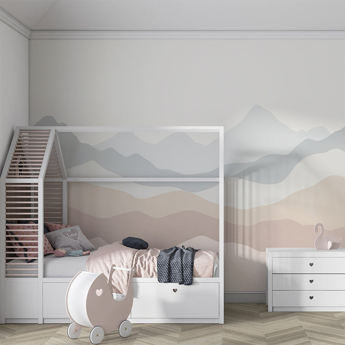 Tapet barnerom | Myke pastellfjell for en beroligende stemning