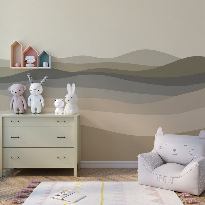 Børneværelse tapet | Blide bølger af naturlige farver