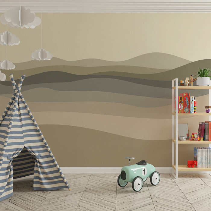 Børneværelse tapet | Blide bølger af naturlige farver
