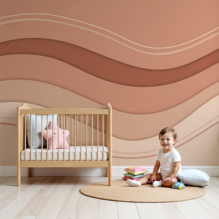 Barntapet | Mjuka vågor i terrakottafärger