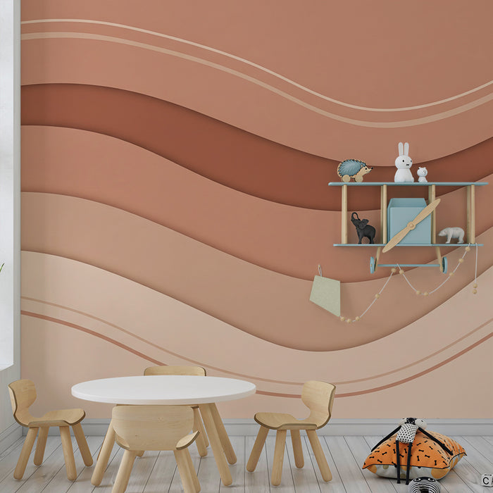 Barntapet | Mjuka vågor i terrakottafärger