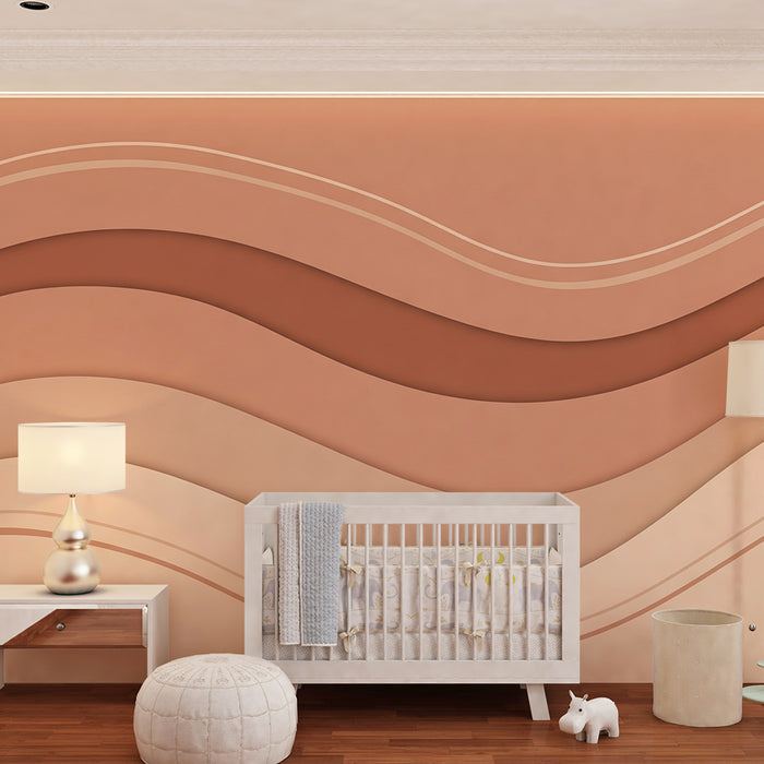 Barntapet | Mjuka vågor i terrakottafärger