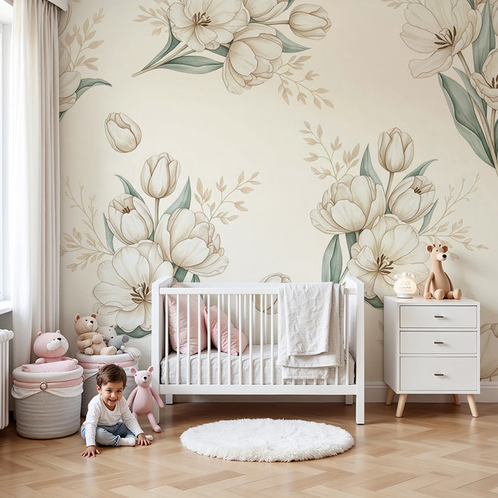 Papier de parede izba pre bábätko | Jemné tulipány a upokojujúca príroda