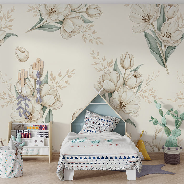 Papier de parede izba pre bábätko | Jemné tulipány a upokojujúca príroda