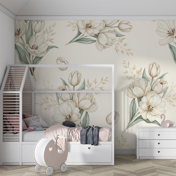 Papier de parede izba pre bábätko | Jemné tulipány a upokojujúca príroda