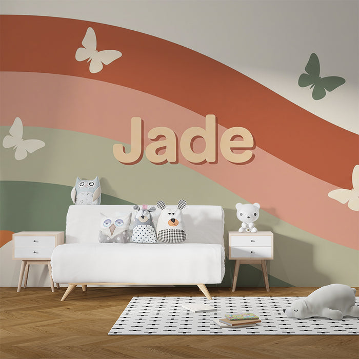 Barntapet | Mjuka färgglada vågor med delikata fjärilar