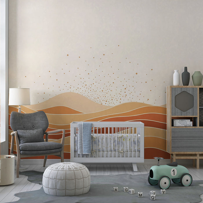 Tapéta babaszobába | Gyengéd homokhullámok és arany csillagok