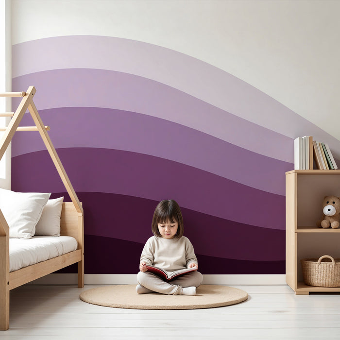Papel de parede para quarto de bebé | Ondas suaves de violeta e alfazema