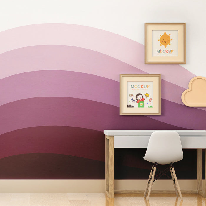 Papel de parede para quarto de bebé | Ondas suaves de violeta e alfazema
