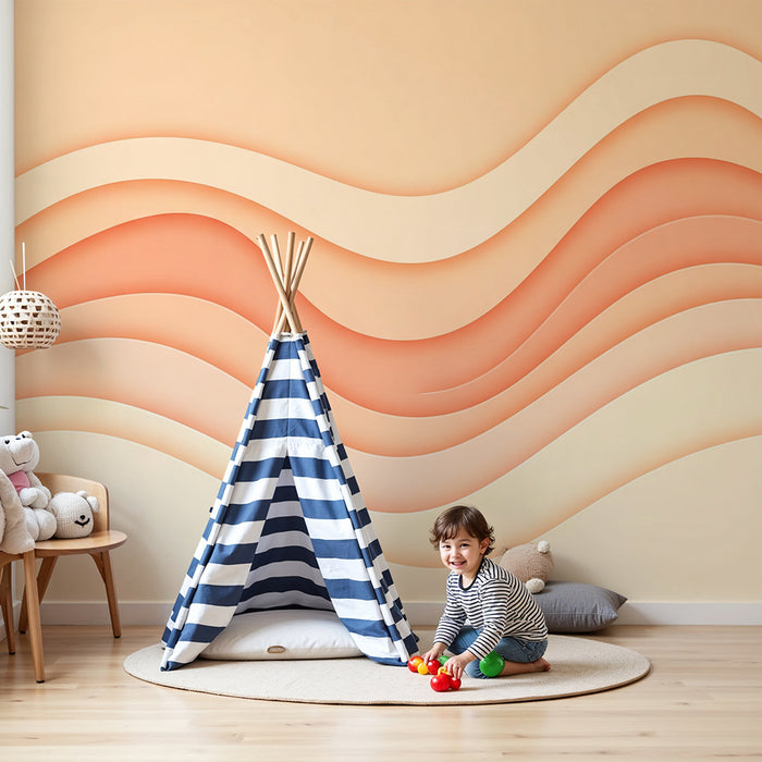 Barntapet | Mjuka vågor i persikofärgad gradient