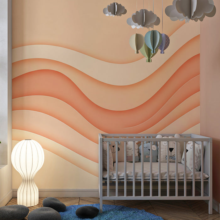 Barntapet | Mjuka vågor i persikofärgad gradient