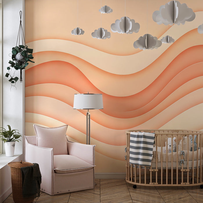 Barntapet | Mjuka vågor i persikofärgad gradient