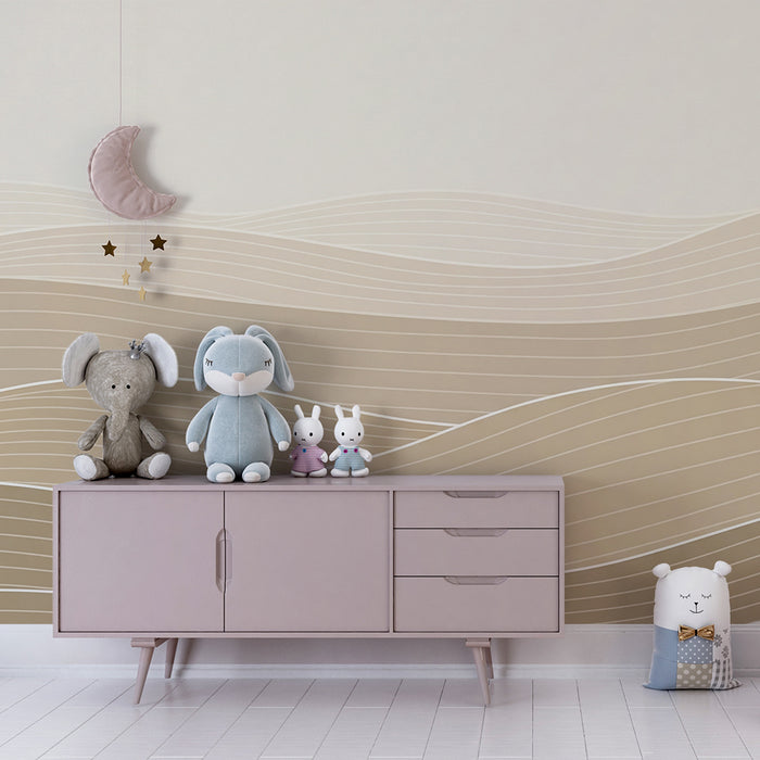 Nursery room wallpaper | Soft waves in beige and cream tones