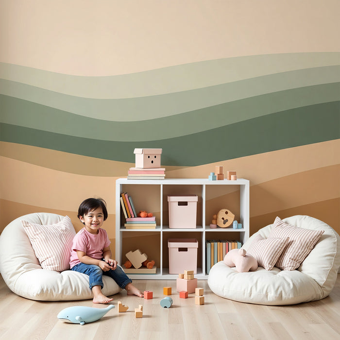 Nursery room wallpaper | Soft waves in natural tones for a soothing atmosphere