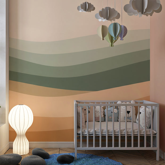 Nursery room wallpaper | Soft waves in natural tones for a soothing atmosphere