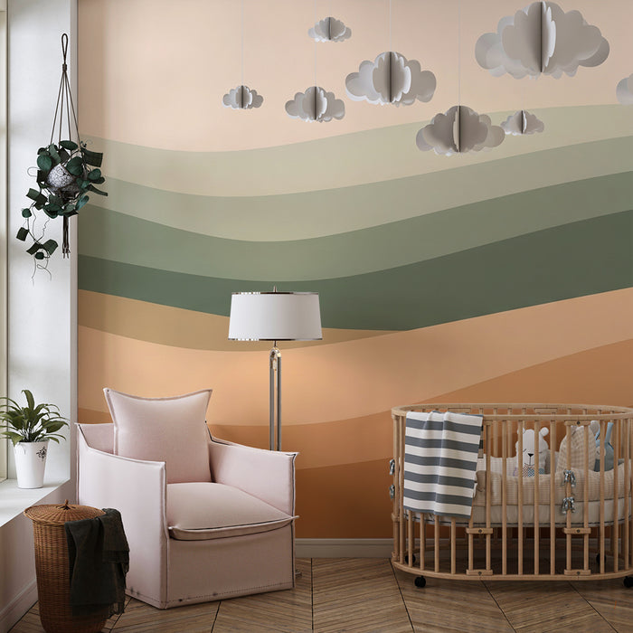Nursery room wallpaper | Soft waves in natural tones for a soothing atmosphere