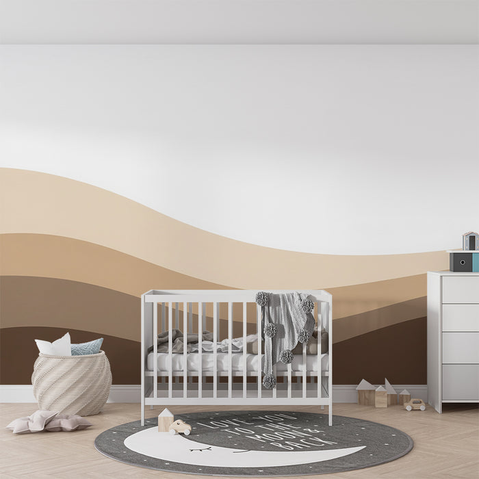 Papier peint chambre bébé | Douces vagues en tons neutres pour une ambiance apaisante
