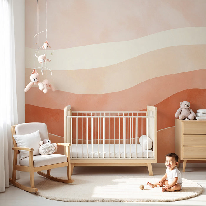Lastenhuoneen tapetti | Lempeät aallot pastellisävyissä rauhoittavaan tunnelmaan