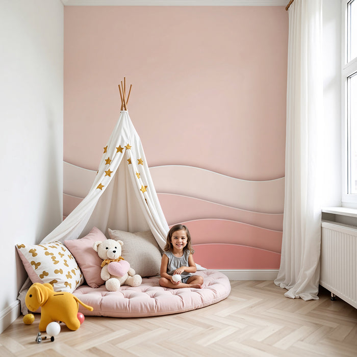 Barntapet | Mjuka vågor i pastellfärger för en lugnande stämning