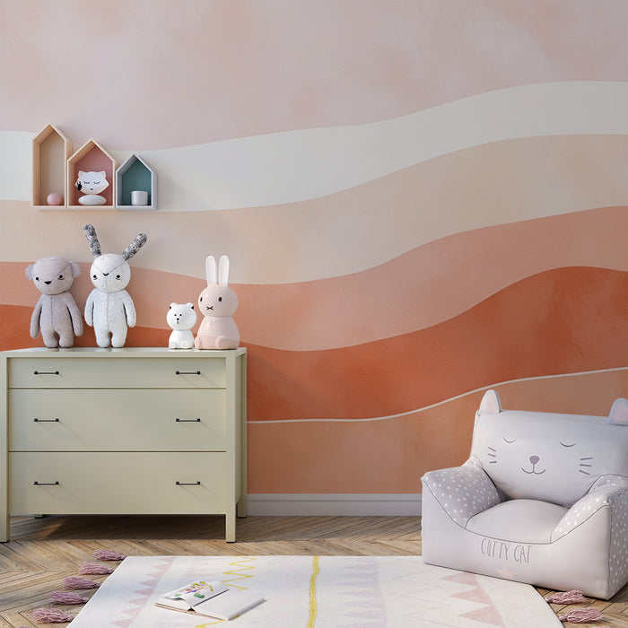 Lastenhuoneen tapetti | Lempeät aallot pastellisävyissä rauhoittavaan tunnelmaan