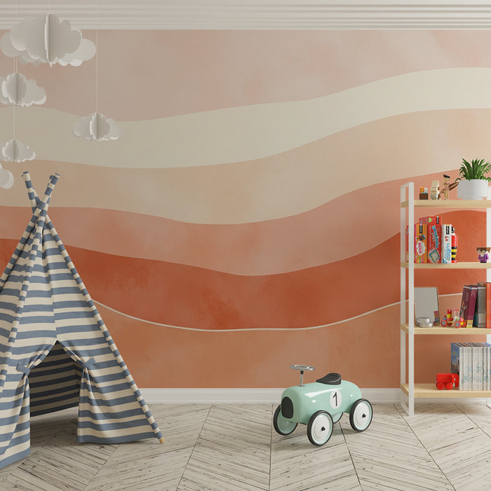 Lastenhuoneen tapetti | Lempeät aallot pastellisävyissä rauhoittavaan tunnelmaan