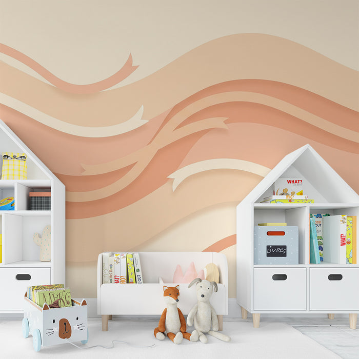 Barntapet | Mjuka vågor i färger av persika och kräm