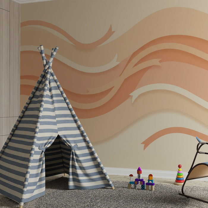 Barntapet | Mjuka vågor i färger av persika och kräm