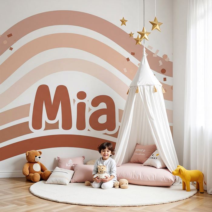 Nursery room wallpaper | Soft waves and confetti in pastel tones