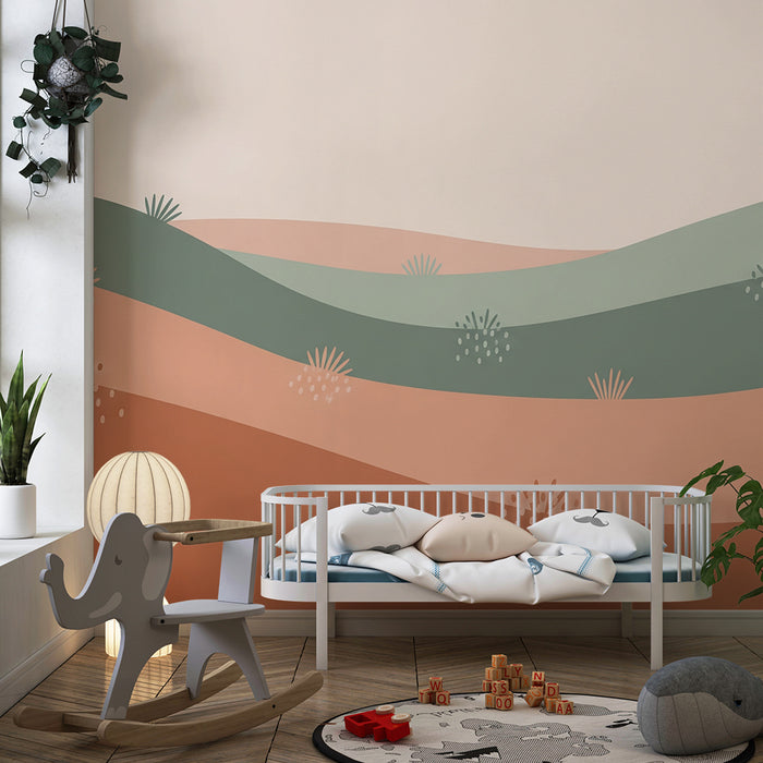 Nursery room wallpaper | Soft waves and natural patterns in pastel tones