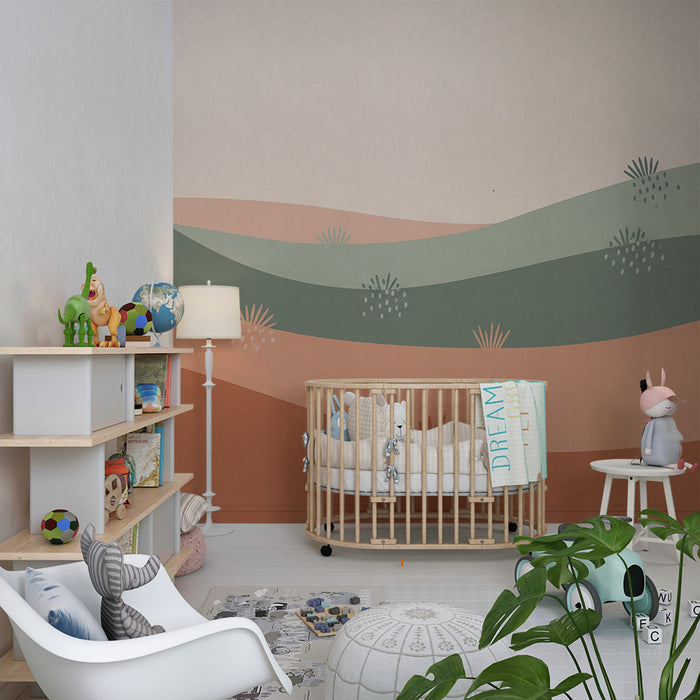 Nursery room wallpaper | Soft waves and natural patterns in pastel tones