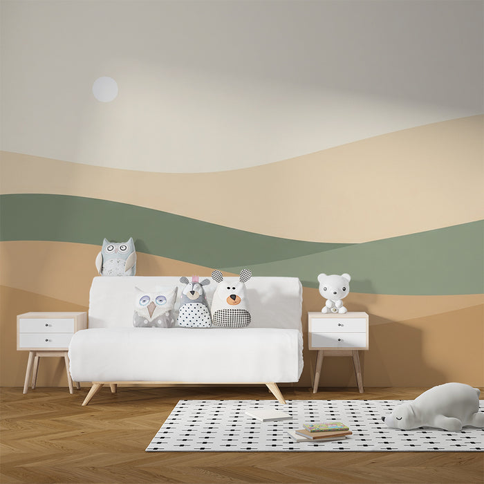 Lastenhuoneen tapetti | Lempeät aallot ja rauhoittavat sävyt