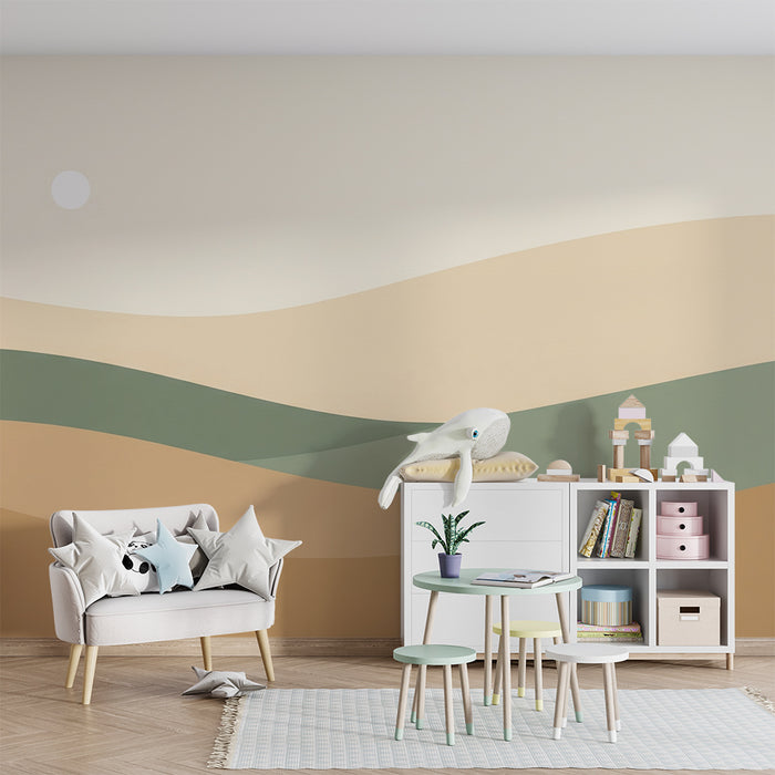Lastenhuoneen tapetti | Lempeät aallot ja rauhoittavat sävyt