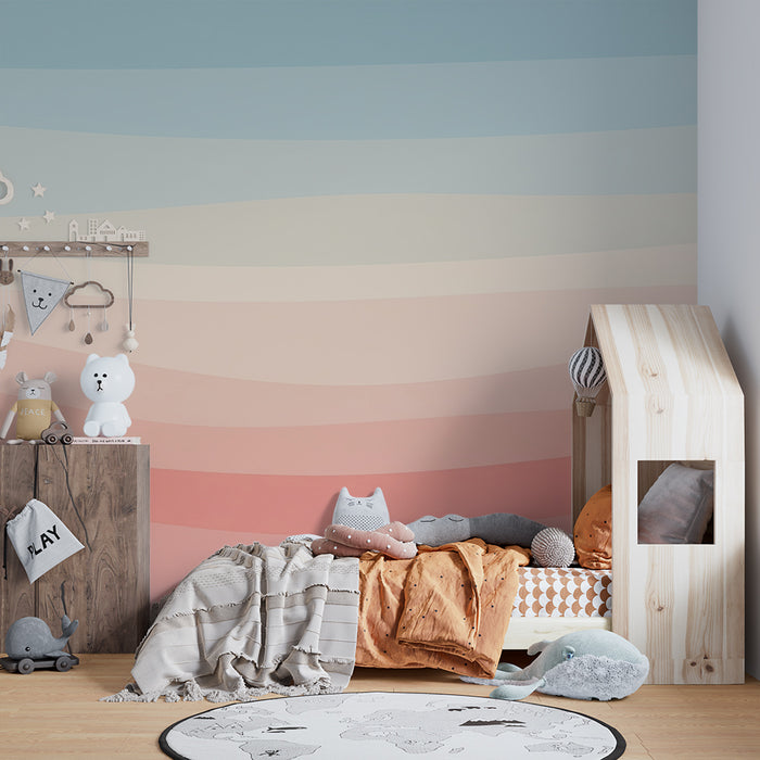 **Børneværelsestapet | Bløde pastelbølger i gradient**
