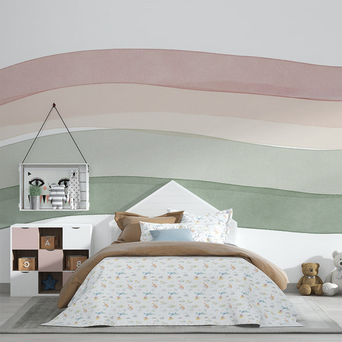 Lastenhuoneen tapetti | Hellävaraiset pastelliväriset aallot asteittain