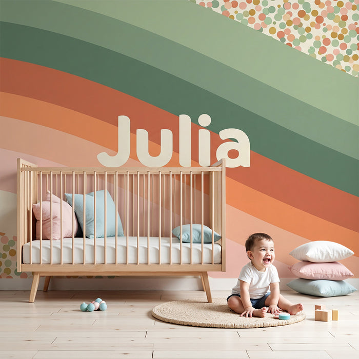 Nursery room wallpaper | Soft pastel waves and colorful patterns