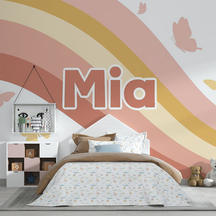 Nursery room wallpaper | Soft pastel waves and delicate butterflies