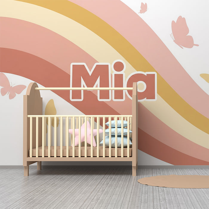 Nursery room wallpaper | Soft pastel waves and delicate butterflies