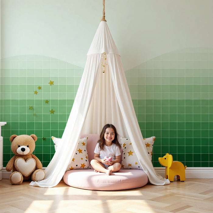 Nursery room wallpaper | Gyengéd zöld hullámok és nyugtató geometriai minták