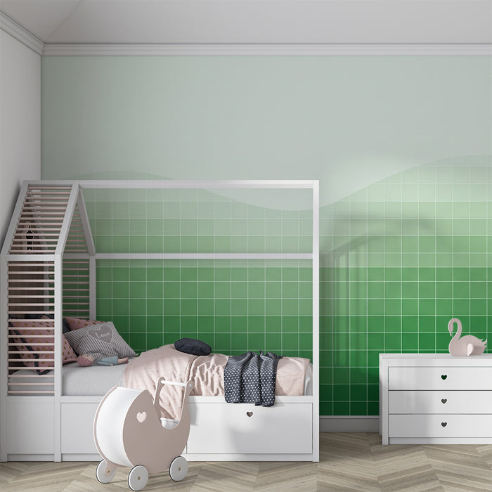 Nursery room wallpaper | Gyengéd zöld hullámok és nyugtató geometriai minták
