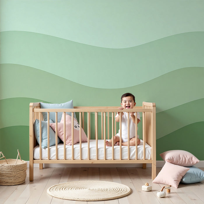 Barntapet | Mjuka gröna vågor för en lugnande atmosfär