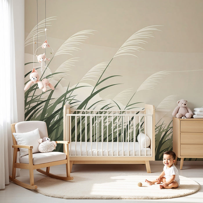 Nursery room wallpaper | Softness of herbs and soothing sky