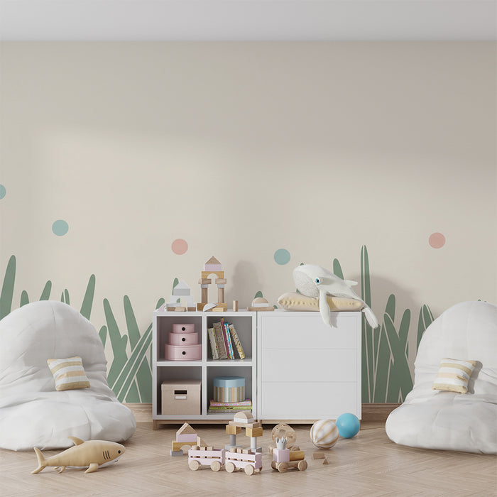 Carta da parati bambini | Dolcezza delle erbe e colori pastello