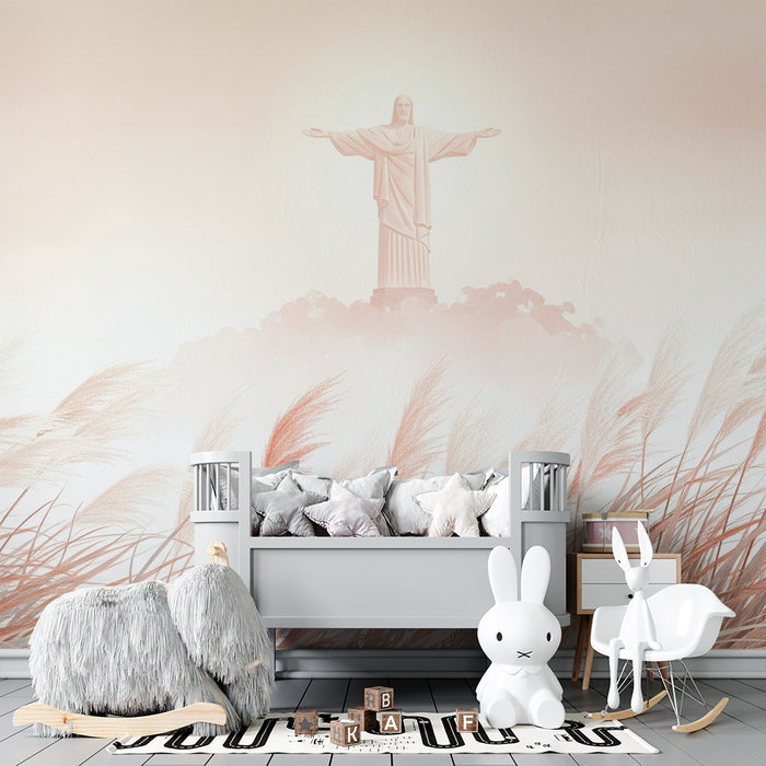 Babykamer behang | Zachtheid van kruiden en mistig landschap