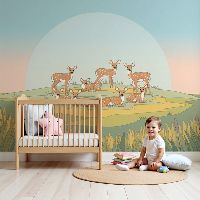 Barntapet | Mjuka rådjur i en fridfull landskap