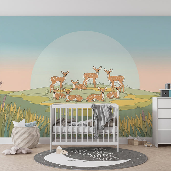 Barntapet | Mjuka rådjur i en fridfull landskap