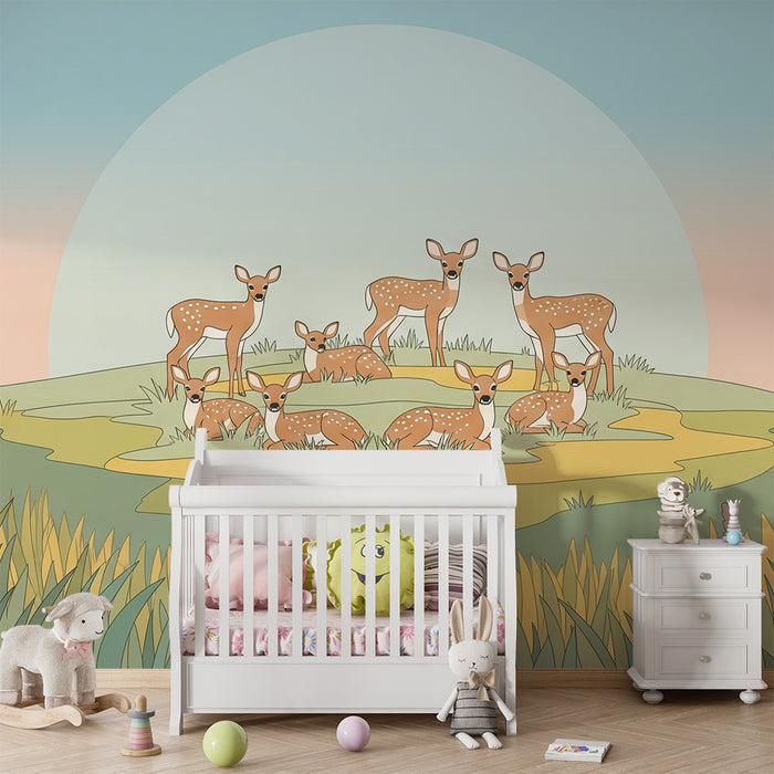 Barntapet | Mjuka rådjur i en fridfull landskap