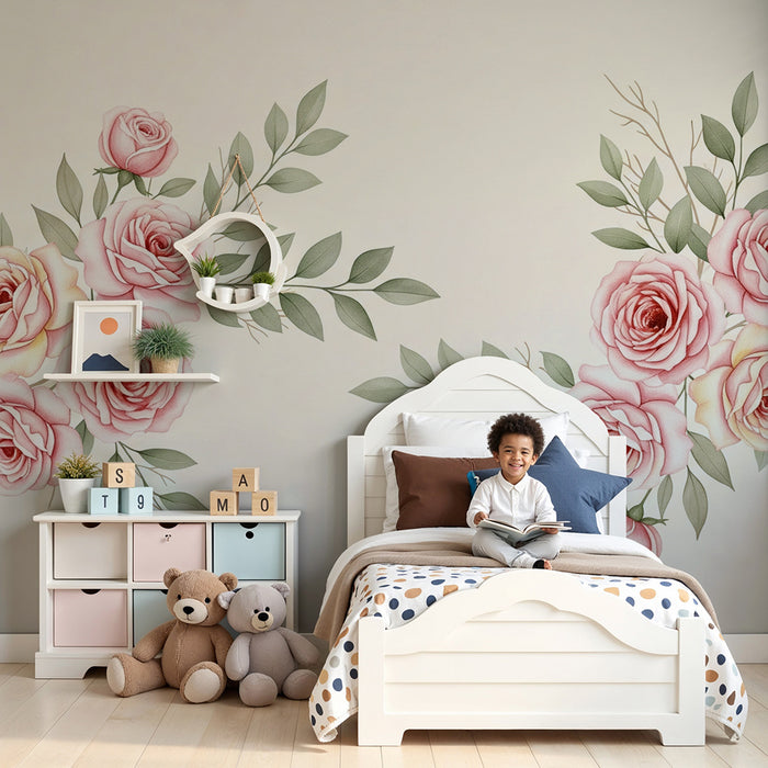 Χαρτί τοίχου για το δωμάτιο του μωρού | Δίδυμο των ρόδων