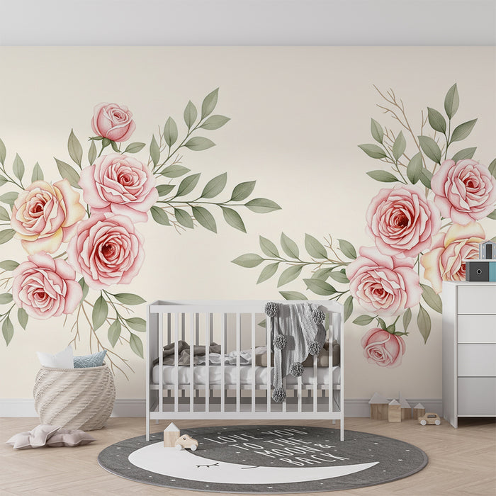 Χαρτί τοίχου για το δωμάτιο του μωρού | Δίδυμο των ρόδων
