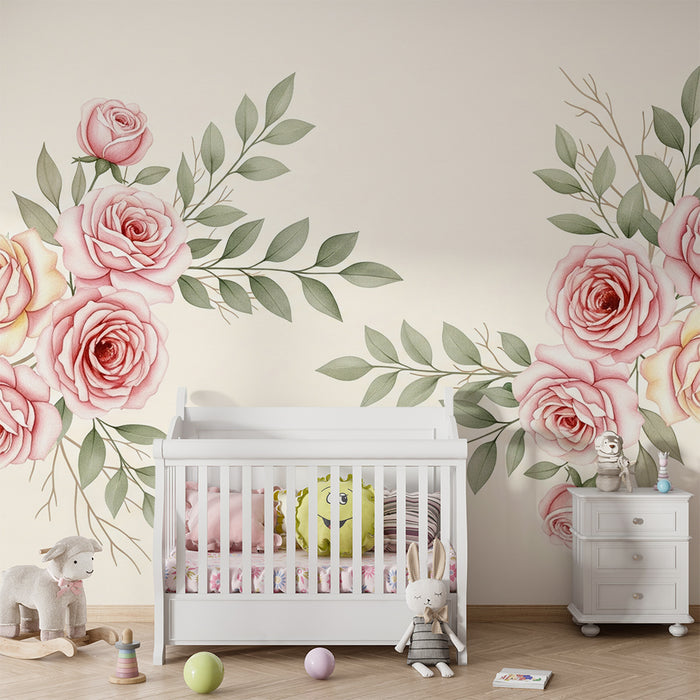 Χαρτί τοίχου για το δωμάτιο του μωρού | Δίδυμο των ρόδων